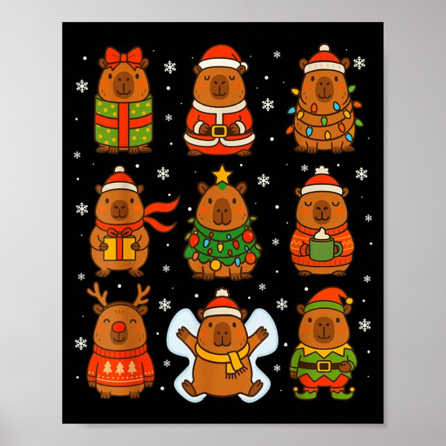 Póster Cute Christmas Capybara Funny Family Xmas Men Wome (Frente)