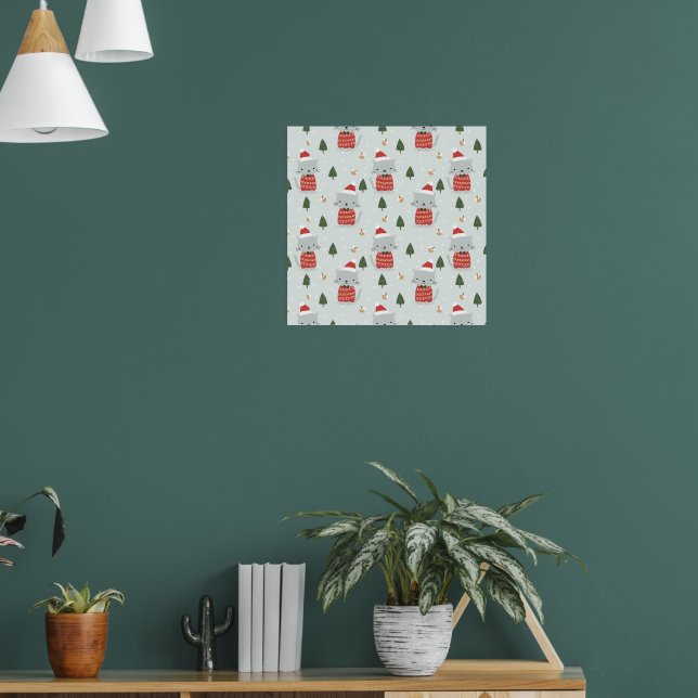 Póster Cute Christmas Cat Pattern – Festive Holiday  (Salón 1)