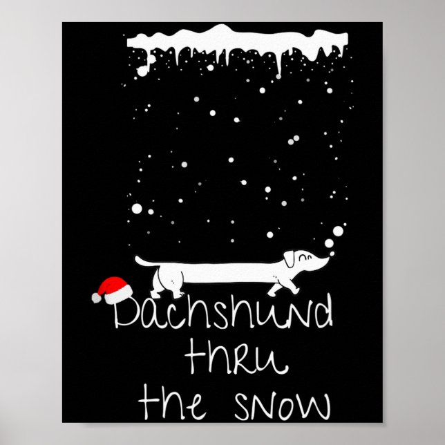 Póster Cute Christmas Dog, Dachshund Thru The Snow  (Frente)