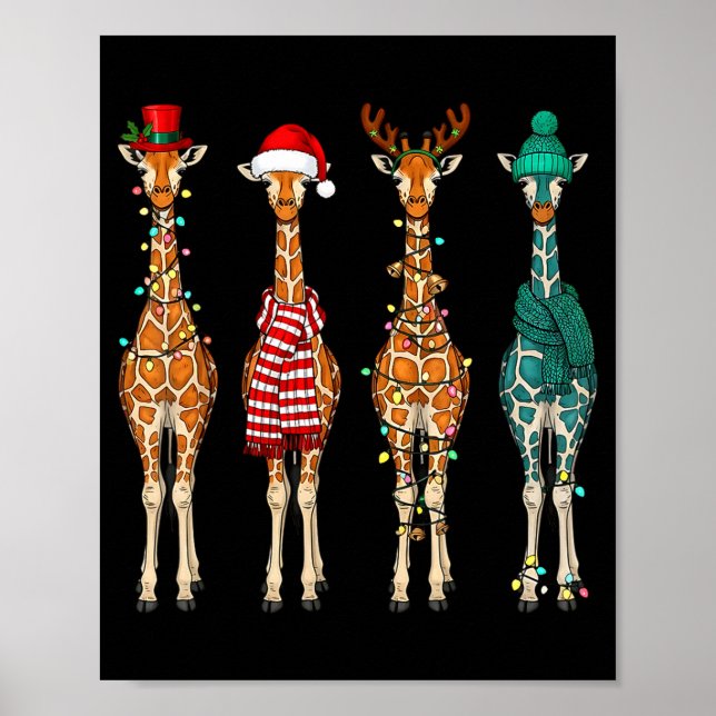 Póster Cute Christmas Giraffe Funny Animal Lover Gift Kid (Frente)