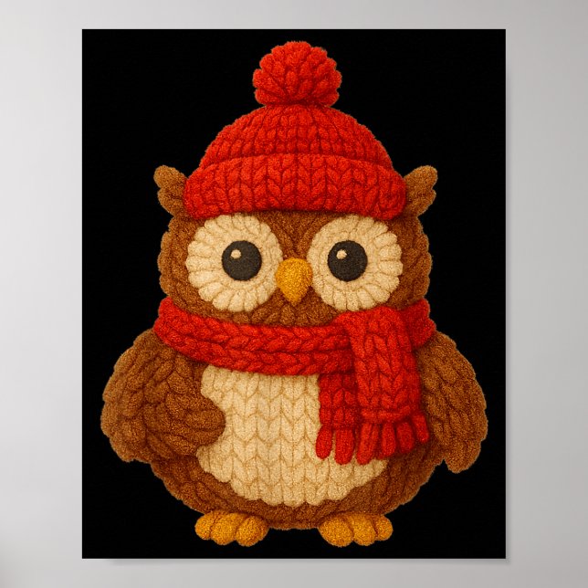 Póster Cute Christmas Owl Winter Snow  (Frente)