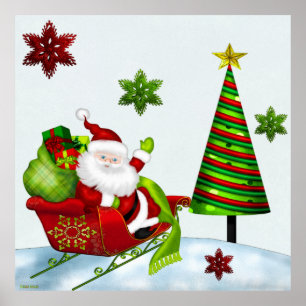 Póster Cute Classic Santa Whimsey