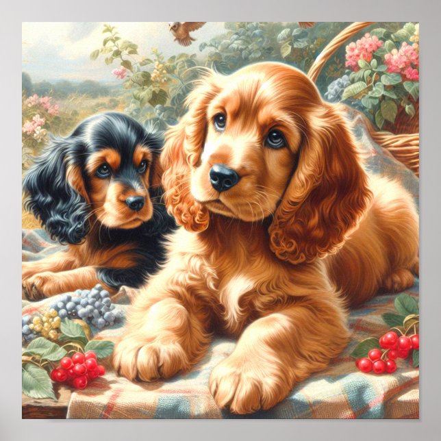 Póster Cute Cocker Spaniel Painting (Frente)