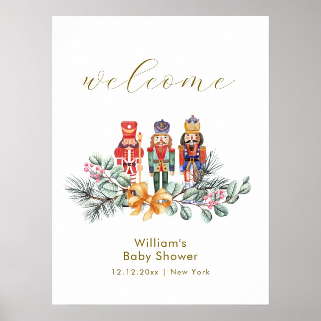 Póster Cute Cold Outside Nutcracker Baby Shower Welcome (Frente)