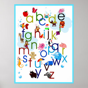 Póster Cute Coloedul Personalizado Animales Alphabet