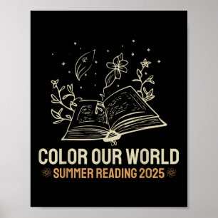 Póster Cute Color Our World Summer Reading 2025 Book Love