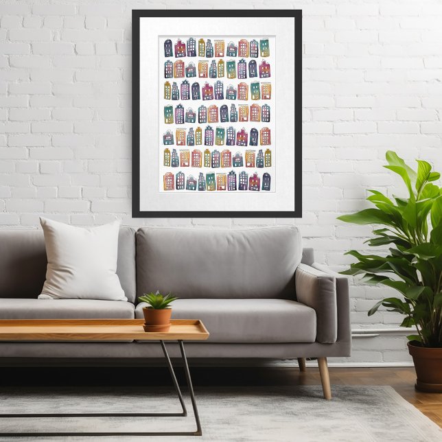 Póster Cute Colorful Amsterdam House Watercolor Art (Cute Colorful Amsterdam Houses Watercolor Art Poster
Wall Art Custom Dutch Canal House)