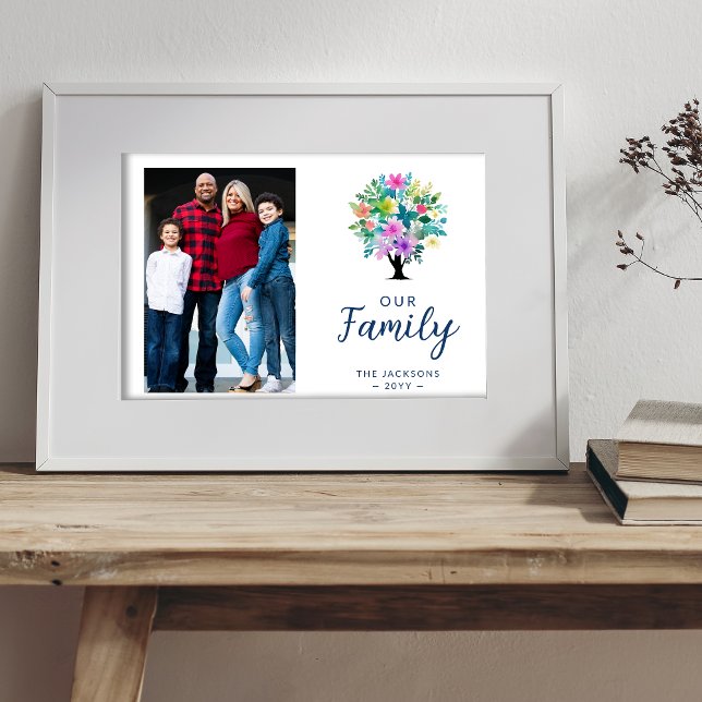 Póster Cute Colorful Floral Family Tree (Cute Colorful Floral Family Tree Poster.)