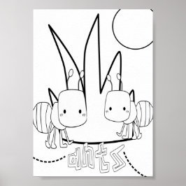 Póster Cute Coloring Bugs Hormigas 