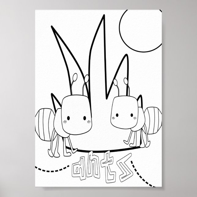 Póster Cute Coloring Bugs Hormigas  (Frente)