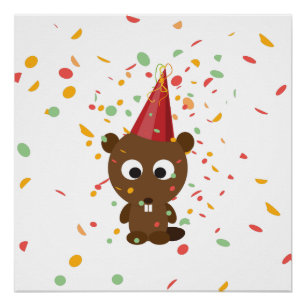 Póster Cute Confetti Fiesta Beaver