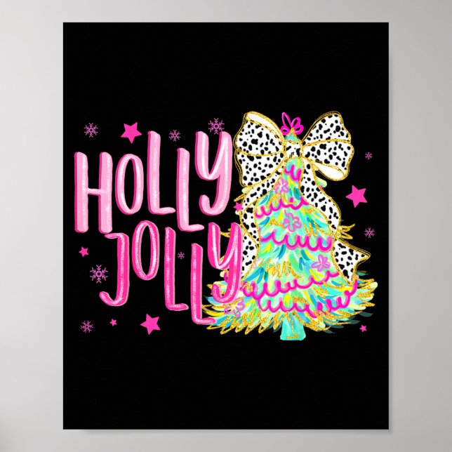 Póster Cute Coquette Bow Girls Christmas Tree Merry Xmas  (Frente)