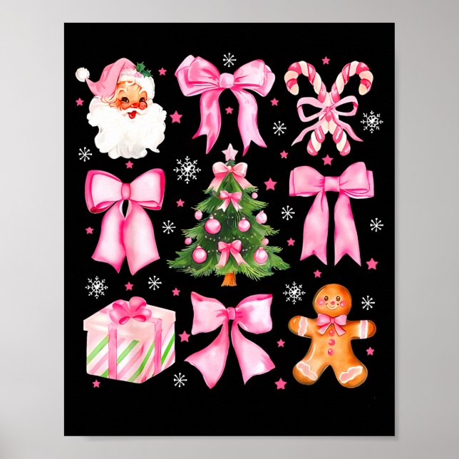 Póster Cute Coquette Bow Nk Christmas Tree Santa Gingerbr (Frente)