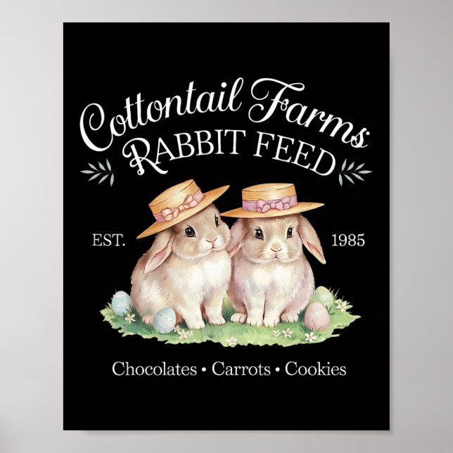 Póster Cute Coquette Easter Cottontail Farms Bunny Mujere (Frente)