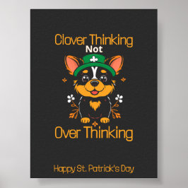 Póster Cute Corgi St. Patrick's Day Poster