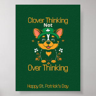 Póster Cute Corgi St. Patrick's Day Poster