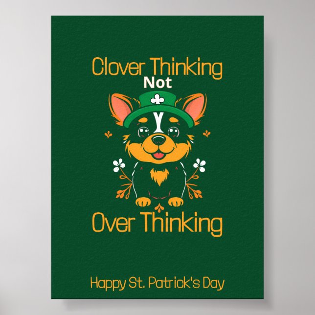 Póster Cute Corgi St. Patrick's Day Poster (Frente)