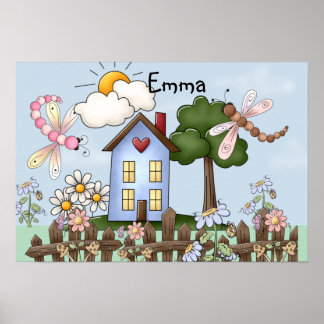 Póster Cute Country Folk Art Picture