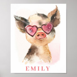Póster Cute Cow with Sunglasses Poster Print 
