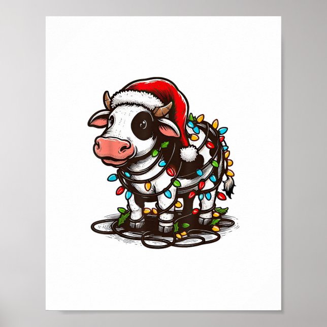 Póster Cute Cow Xmas Niños Chica (Frente)