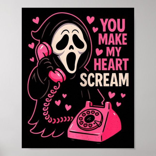 Póster Cute Creepy Horror Make My Heart Scream Valentine’ (Frente)