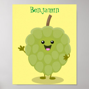 Póster Cute crema crema de manzana cherimoya personalizad