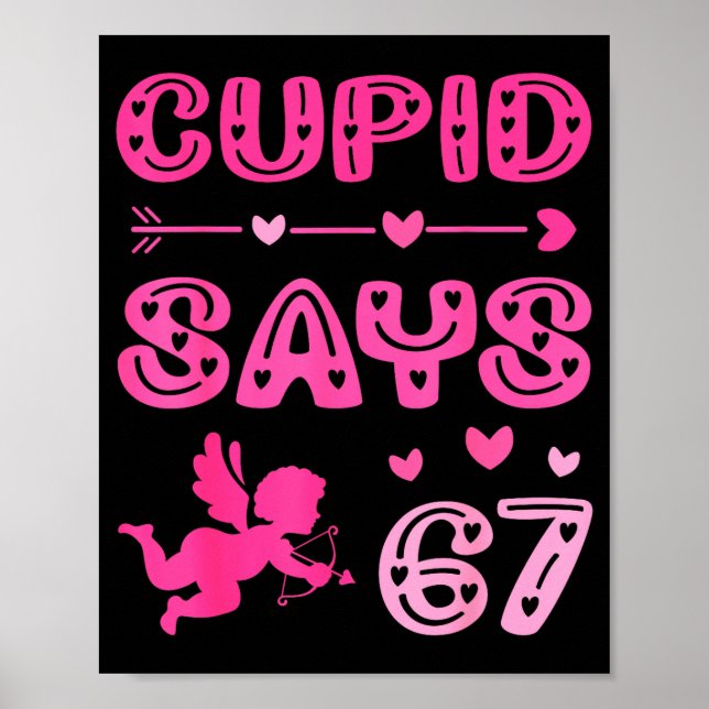 Póster Cute Cud Says 67 Funny Meme Nk Valentine's Day  (Frente)