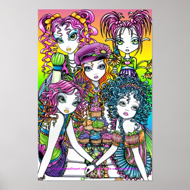 Póster Cute Cup Cake Rainbow Fairies Party Poster (Frente)
