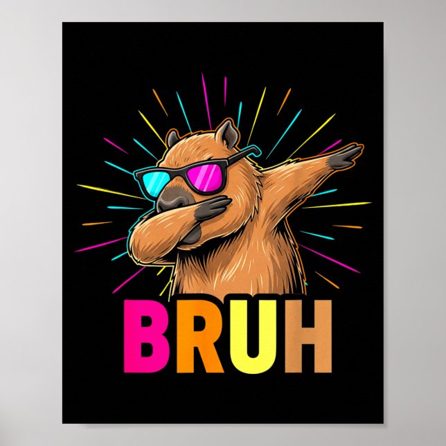 Póster Cute Dabbing Capybara Funny Animal Meme Capy Lover (Frente)