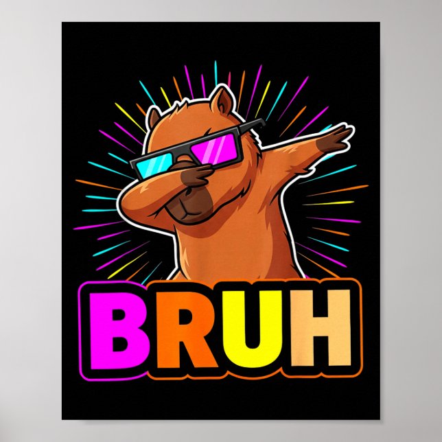 Póster Cute Dabbing Capybara Funny Animal Meme Capy Lover (Frente)