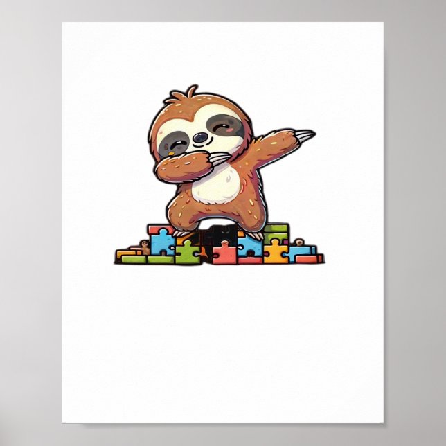 Póster Cute Dabbing Slots Autism Awareness Niños autistas (Frente)
