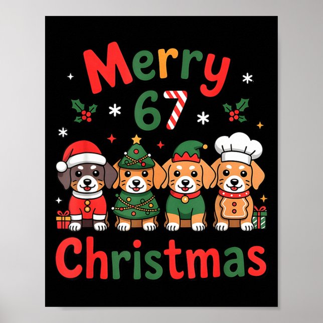 Póster Cute Dachshund Christmas Design Funny Holiday Dog  (Frente)