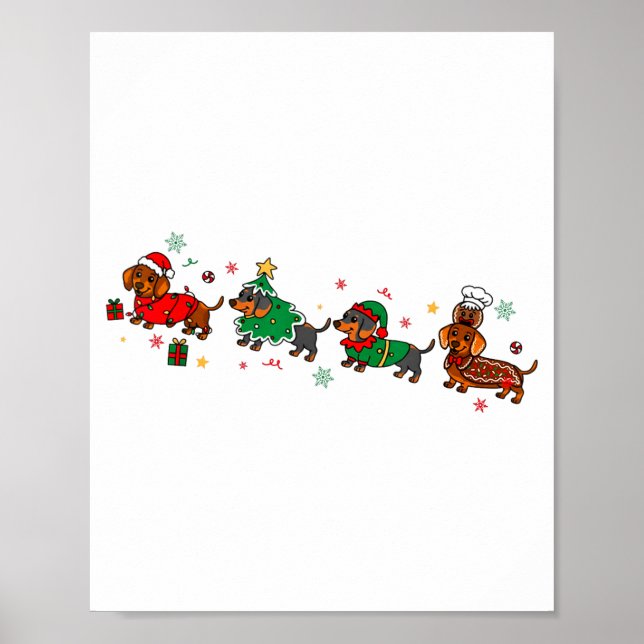 Póster Cute Dachshund Christmas Parade Christmas  (Frente)
