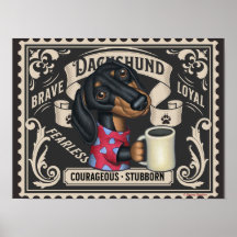 Cute Dachshund Doxie tomando café