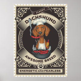Póster Cute Dachshund Grilling Wieners