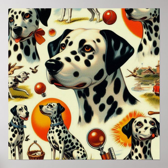 Póster Cute Dalmatian Seamless (Frente)