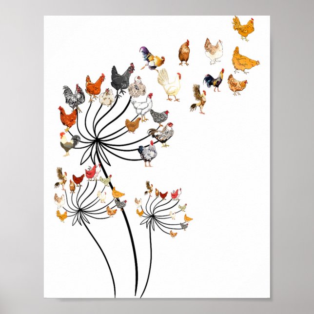 Póster Cute Dandelion Chickens Lover Shirts For Women Gir (Frente)