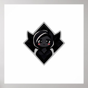 Póster Cute Dark Female Character in Diamond Frame