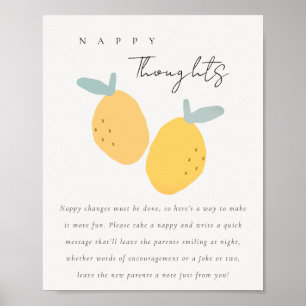 Póster Cute de cítricos limón Tarde Noche Diaper Nappy Ga