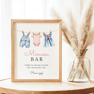 Póster Cute Denim Blue Jean Chica Mimosa Bar