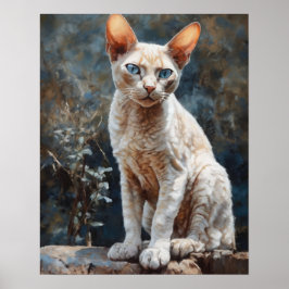 Póster Cute Devon Rex Cat Art Print Poster