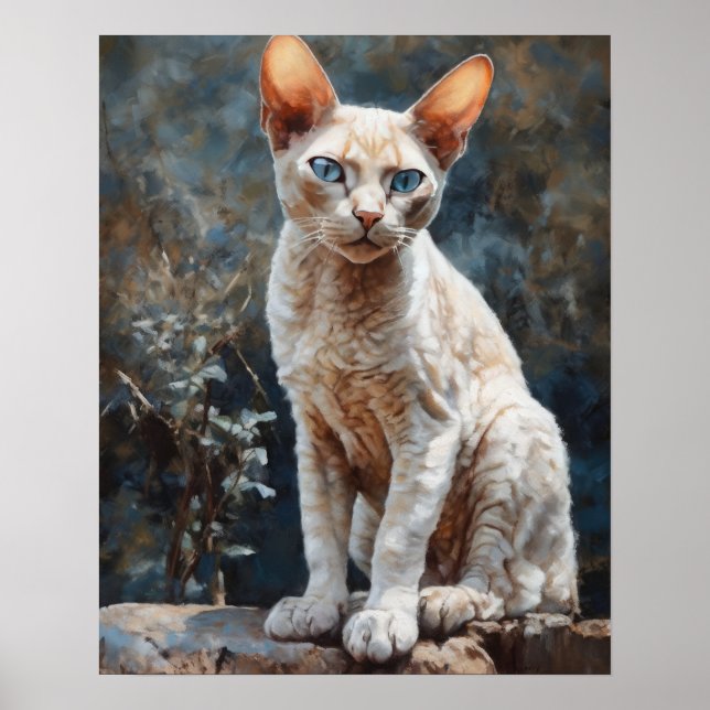 Póster Cute Devon Rex Cat Art Print Poster (Frente)