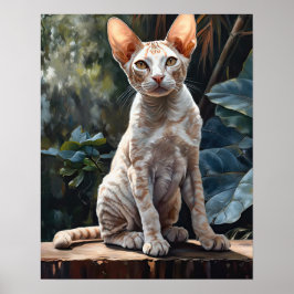Póster Cute Devon Rex Cat Art Print Poster