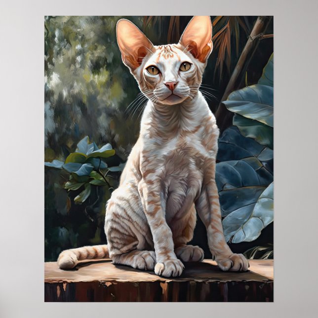 Póster Cute Devon Rex Cat Art Print Poster (Frente)