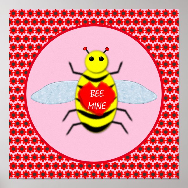 Póster Cute Día de San Valentín Bee (Frente)