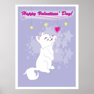 Póster Cute Día de San Valentín Kitty