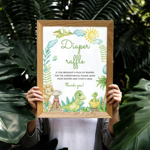 Póster Cute Dinosaur Diaper Raffle