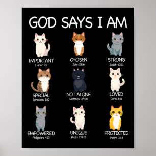 Póster Cute Dios dice que soy un gato amante de los niños
