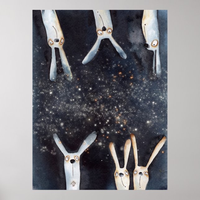 Póster Cute divertida acuarela comparte diseño abstracto (Frente)