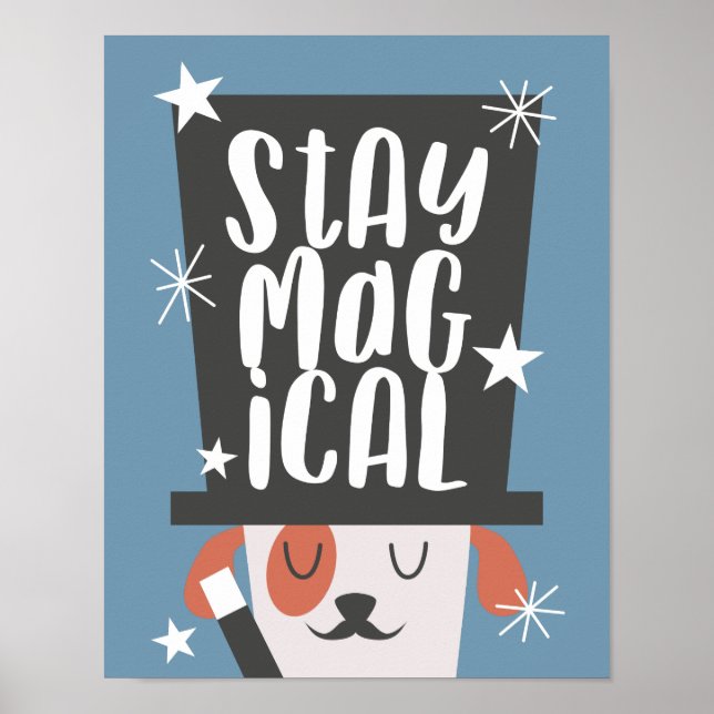 Póster Cute Dog Magia Cita Infantil Sala de Enfermería (Frente)